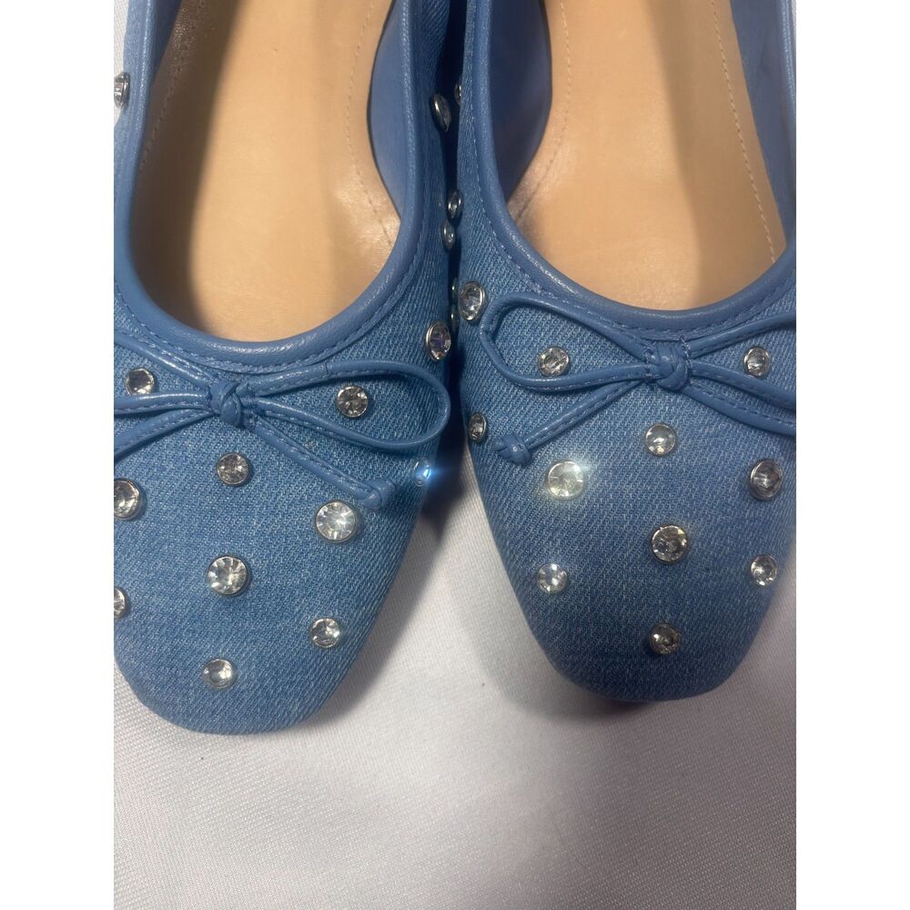 Schultz  Arissa Shine | Blue Denim Rhinestone Ballet Flats - Picture 4 of 5
